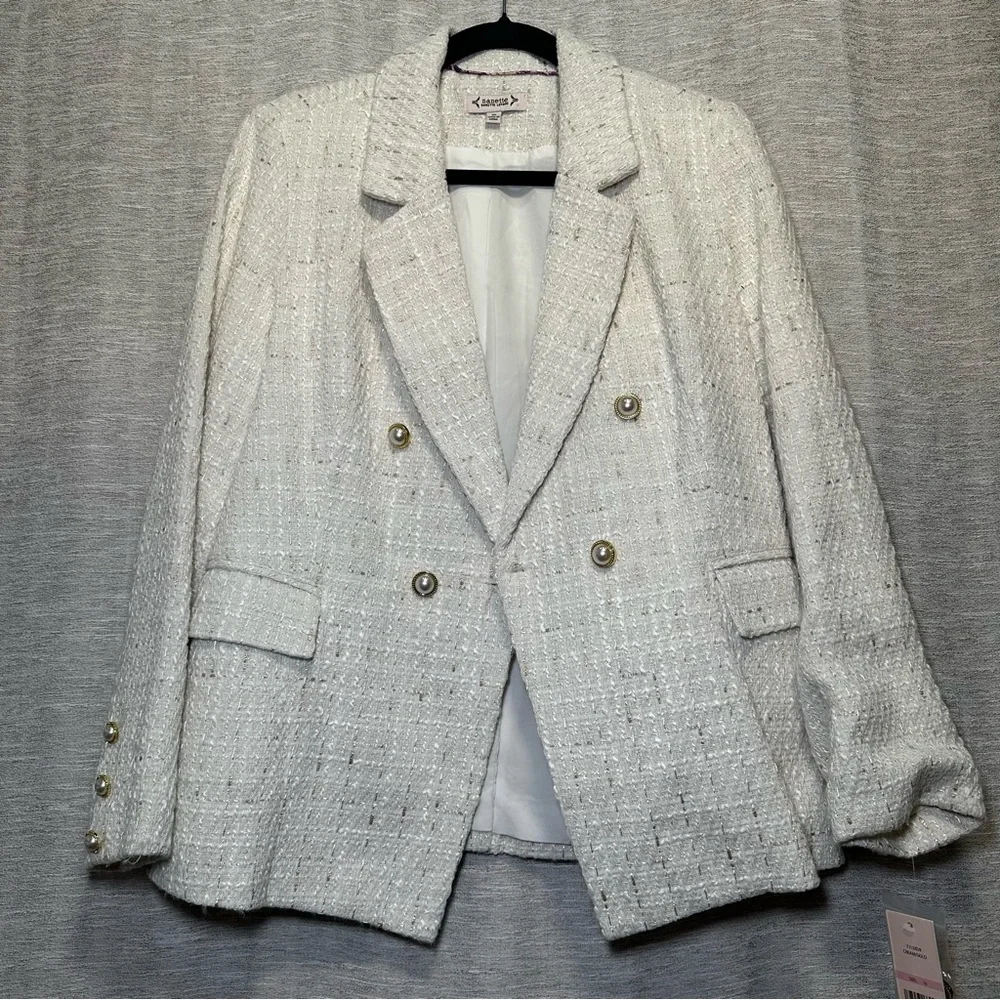 Nanette Lepore Cream Textured Tweed Statement Blazer | Coquette Coastal Grandma - Picture 3 of 16